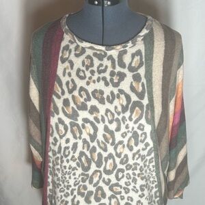 Lilypad Vibrant Striped Leopard Sweater